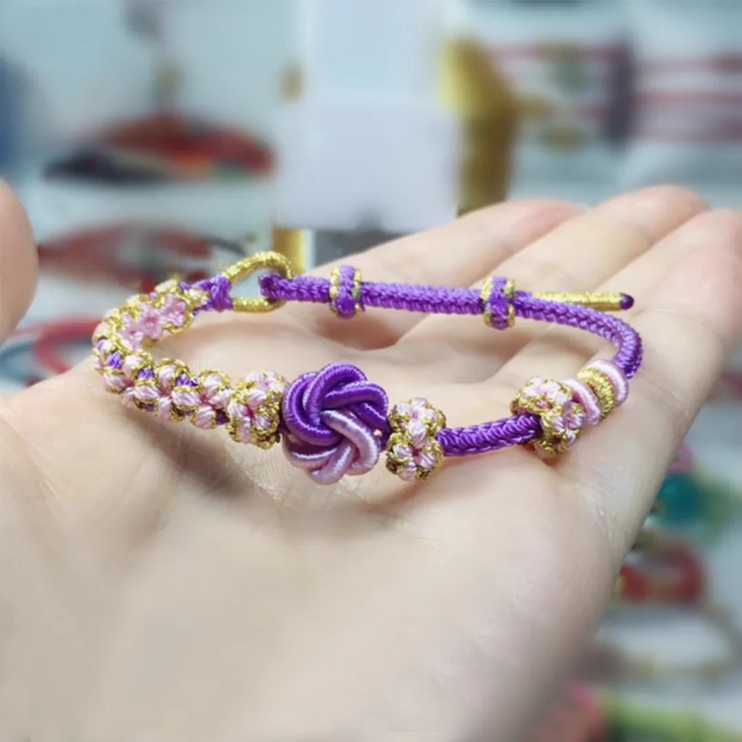 Grandfather & Granddaughter A LINK THAT CAN NEVER BE UNDONE Peach Blossom Knot Bracelet