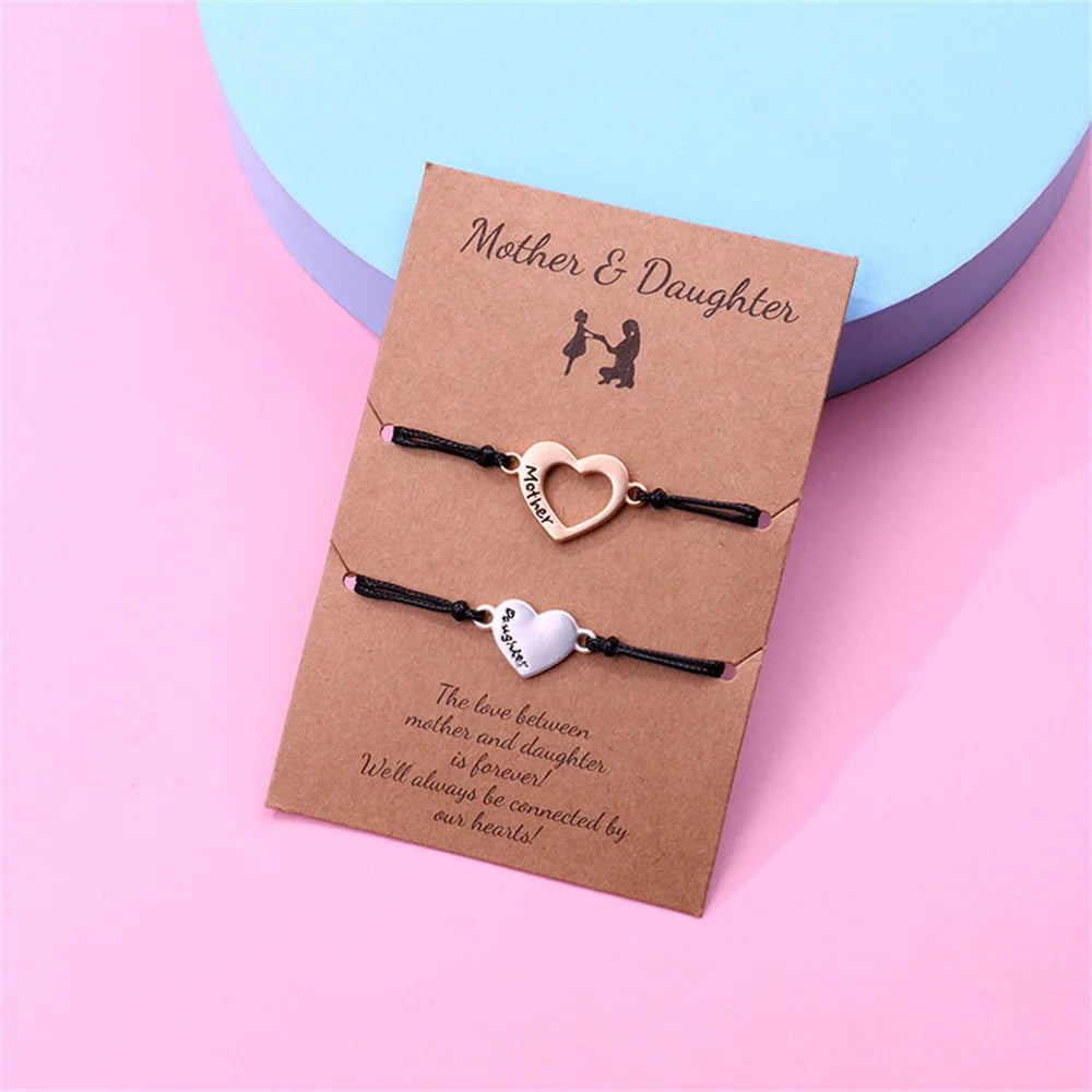 Custom Name Hollow Heart Bracelet - Mother & Daughter
